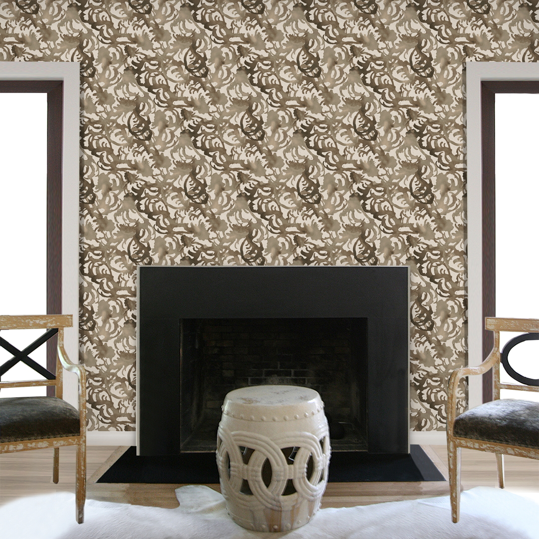 Flourish Warm Grey Medium Scale Wallpaper