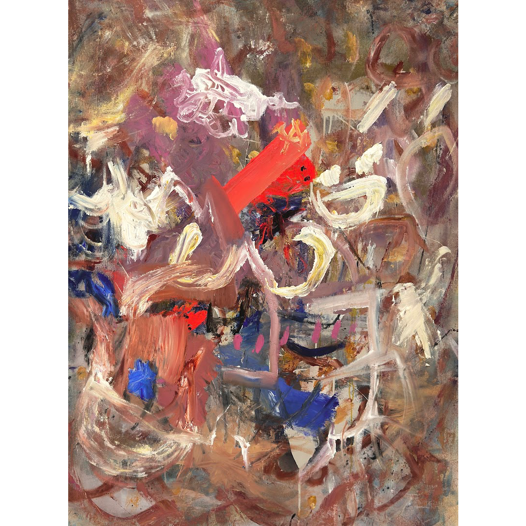 Burnt Sienna Ultramarine White Abstract Canvas Painting