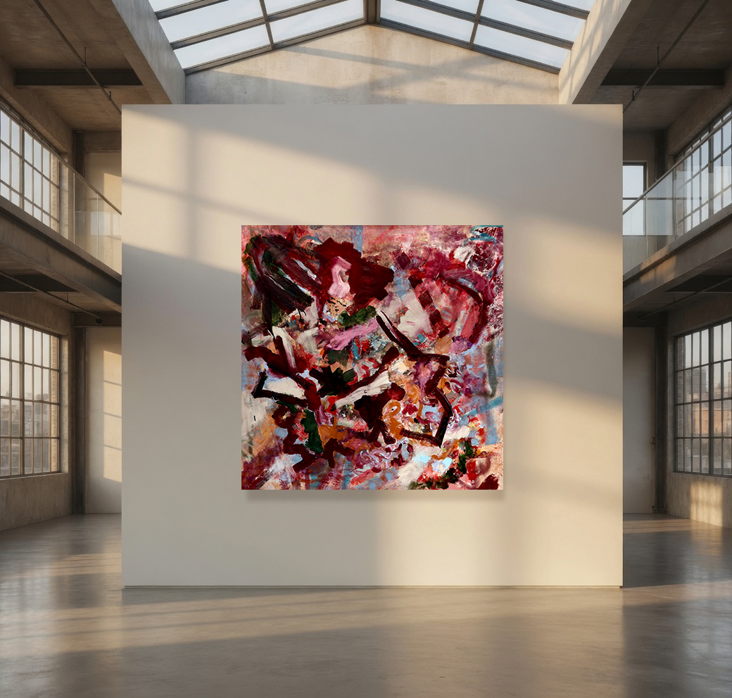 Garnet Claret Pink Abstract Painting