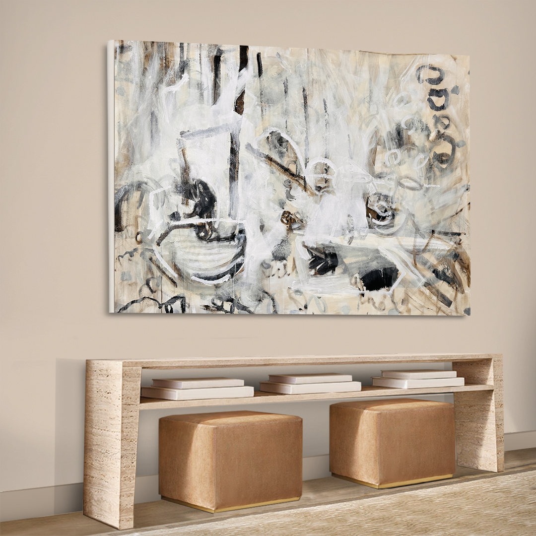 Ivory White Coffee Brown 1 Canvas Painting