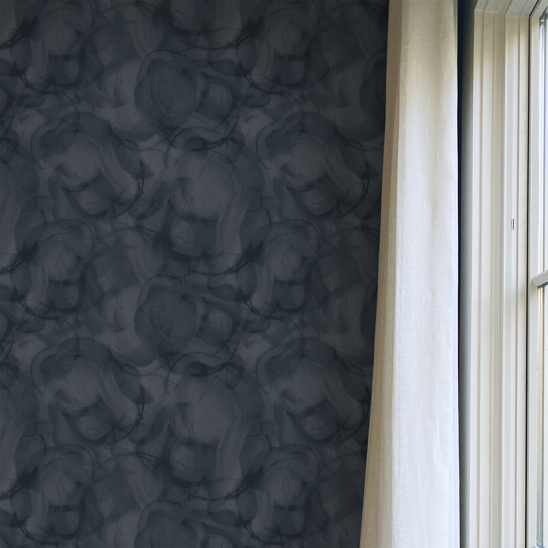 Dark Navy Cumulus Wallpaper pattern wallpapers Nashville artist Angela Simeone interiors interior design 