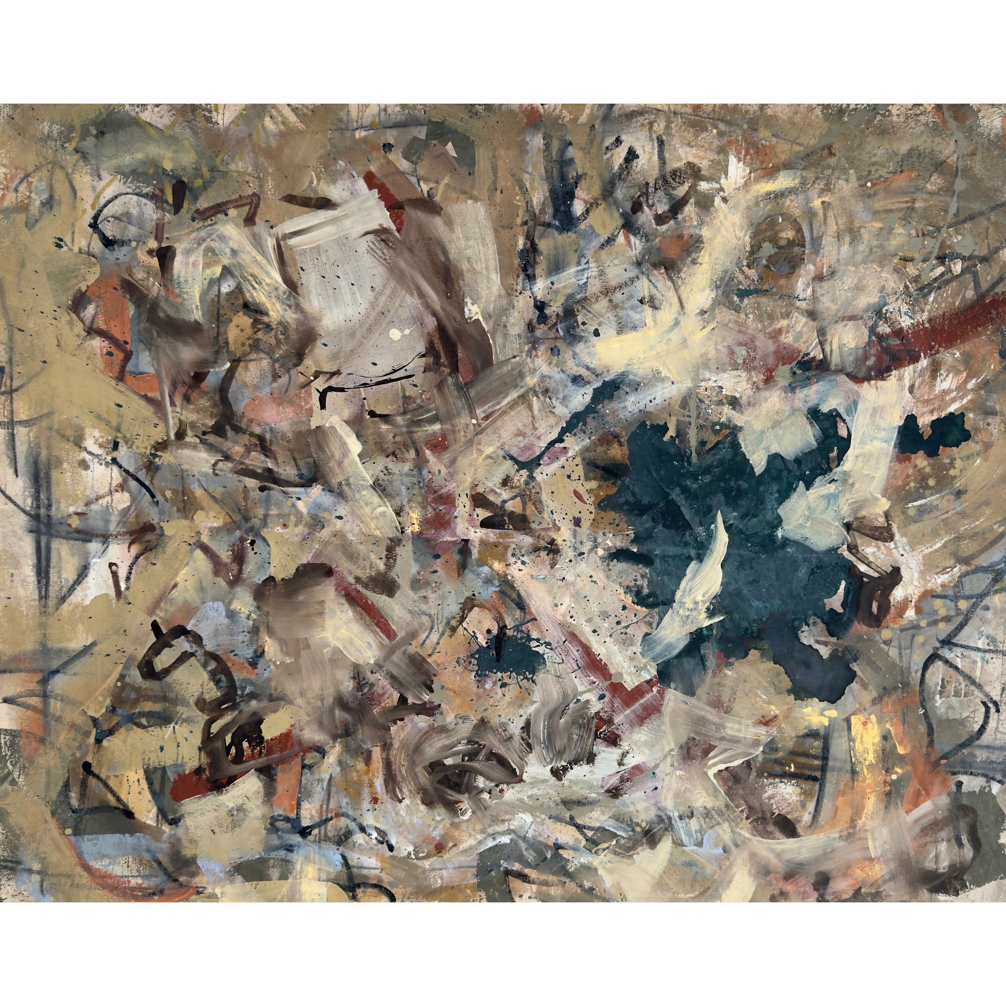 Evergreen and Tan Large Scale Painting