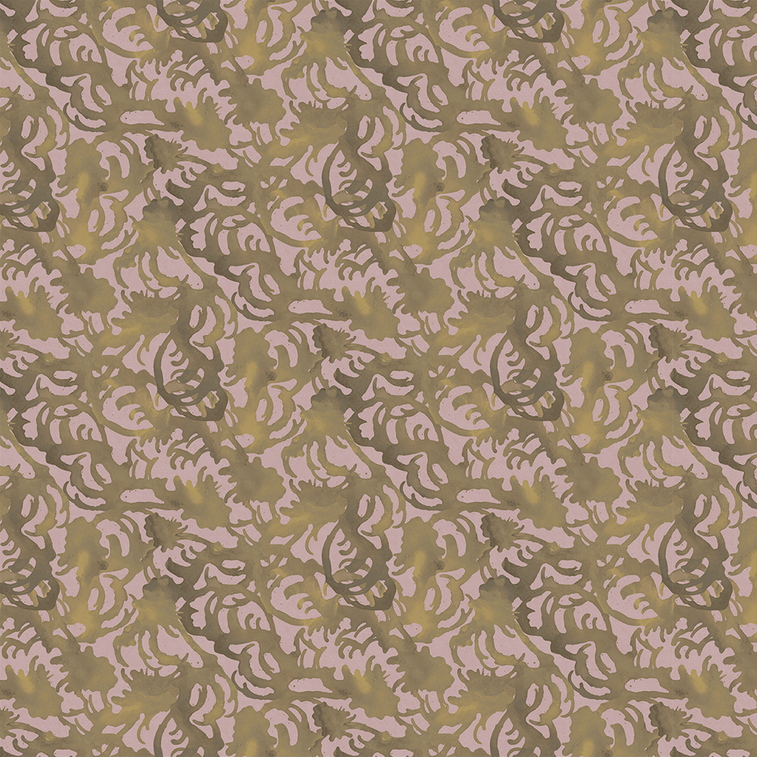 Flourish Lilac and Artichoke Small Scale Wallpaper pattern Flourish Violet Wallpaper pattern Nashville artist Angela Simeone Luxury Wallpaper Vinyl Wallpaper Purple wallpaper interiors interior design