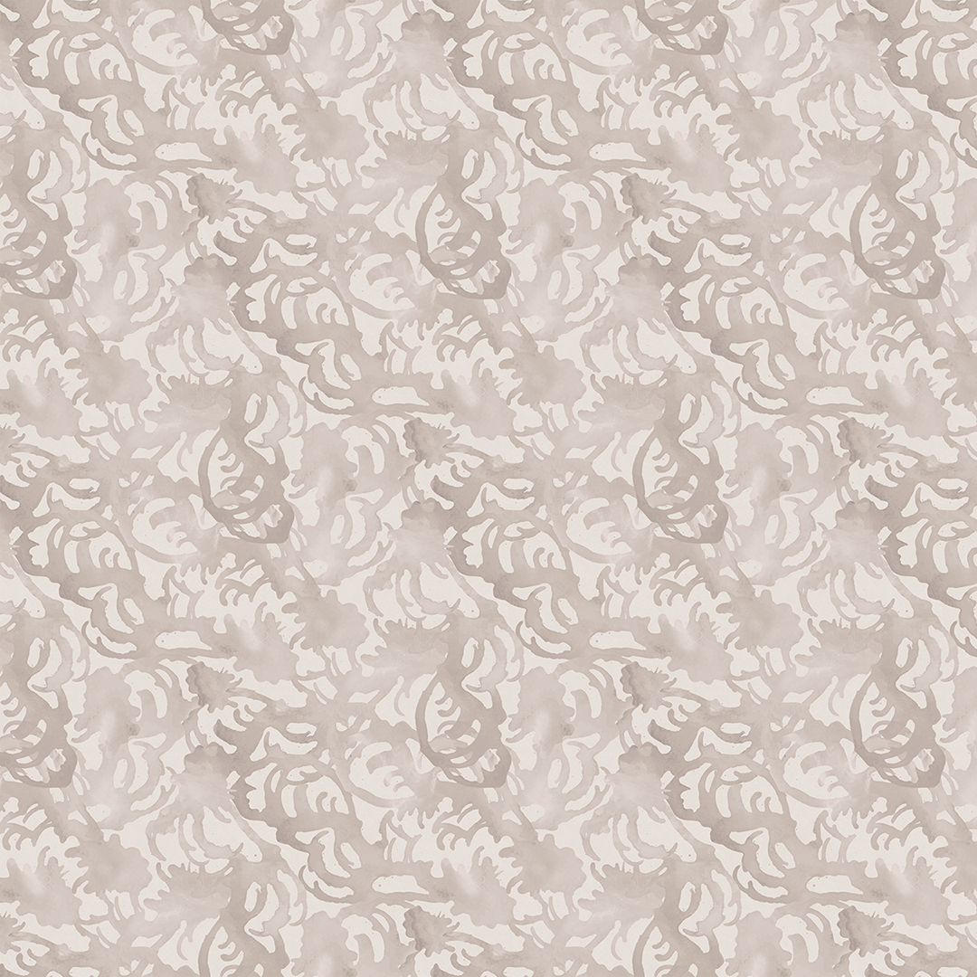 Flourish Greige Small scale wallpaper pattern Nashville artist Angela Simeone 