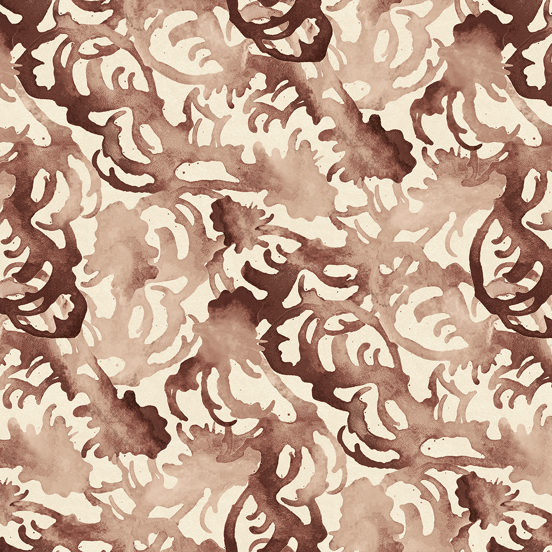 Flourish Wallpaper pattern in Rust and Ivory floral wallpaper patterned wallpapers red wallpapers luxury wallpapers vinyl wallpapers by Nashville artist Angela Simeone