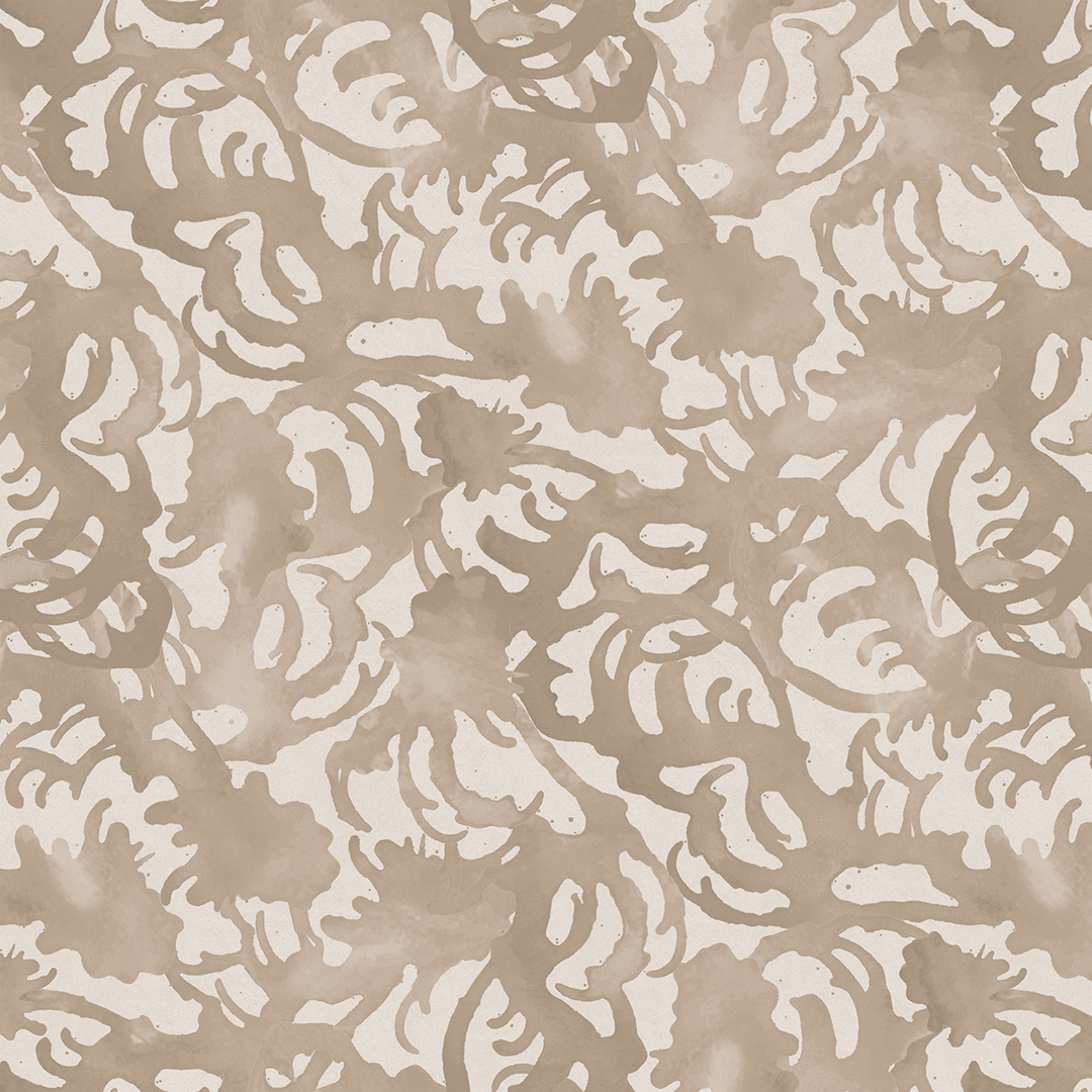 Flourish sand and bone  wallpaper pattern by Nashville artist Angela Simeone brown wallpaper tan wallpaper white wallpaper  wallpaper floral wallpaper luxury wallpaper patterned wallpaper living room bedroom dining room entryway interiors interior design interior designer 