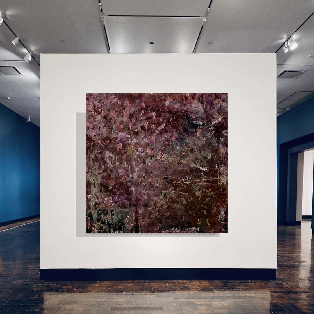 Aubergine Burgundy Magenta Rust Green Blue Golden Stain Painting
