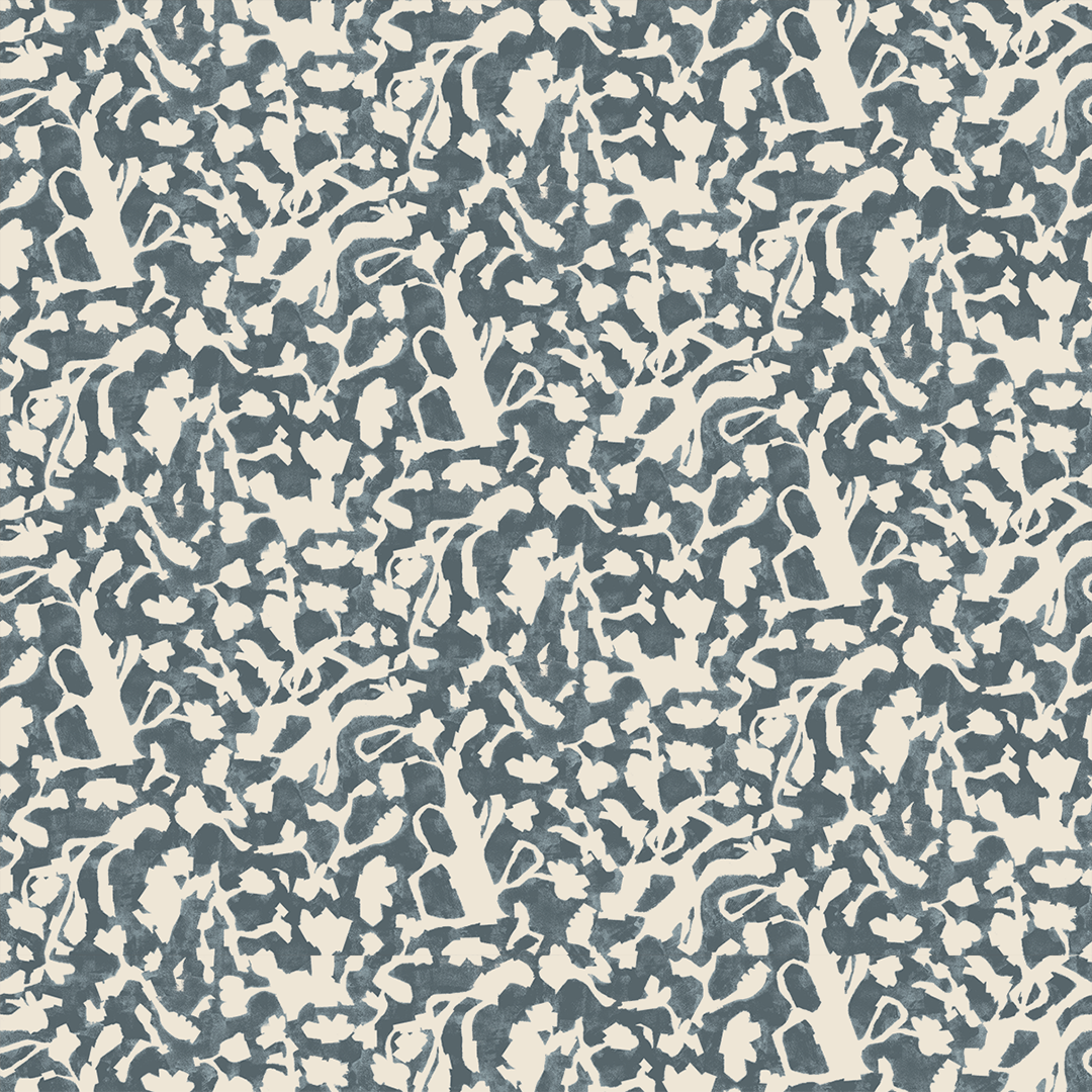 Floral Fauna Grey Blue Neutral White Wallpaper