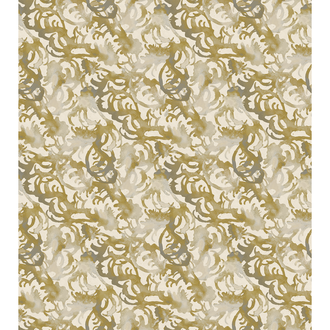 Flourish Marigold grey ivory wallpaper pattern nashville artist Angela Simeone floral pattern luxe wallpapers vinyl wallpaper luxury wallpaper interiors interior design interior designer traditional interiors 