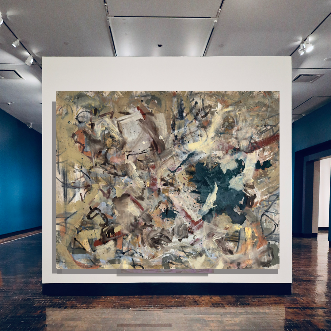 Evergreen and Tan Large Scale Painting