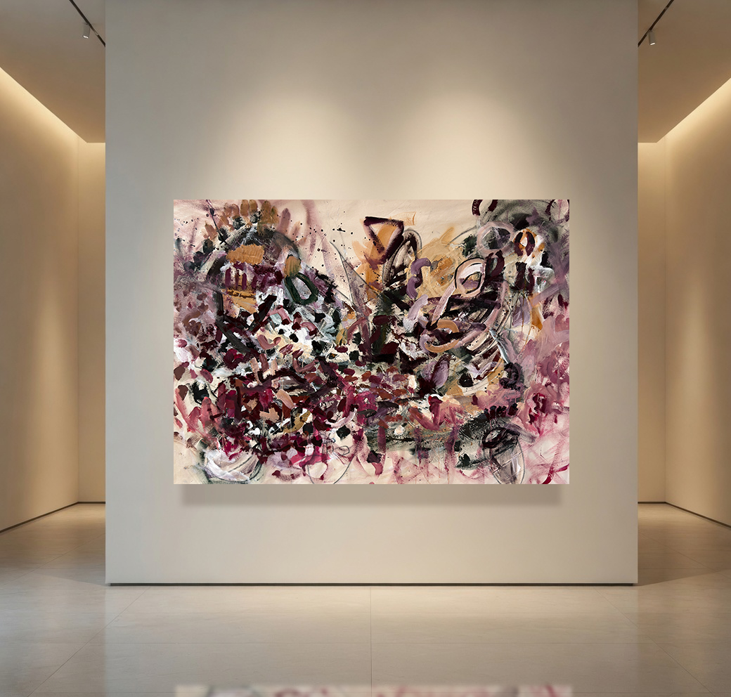 Aubergine Magenta Golden Abstraction