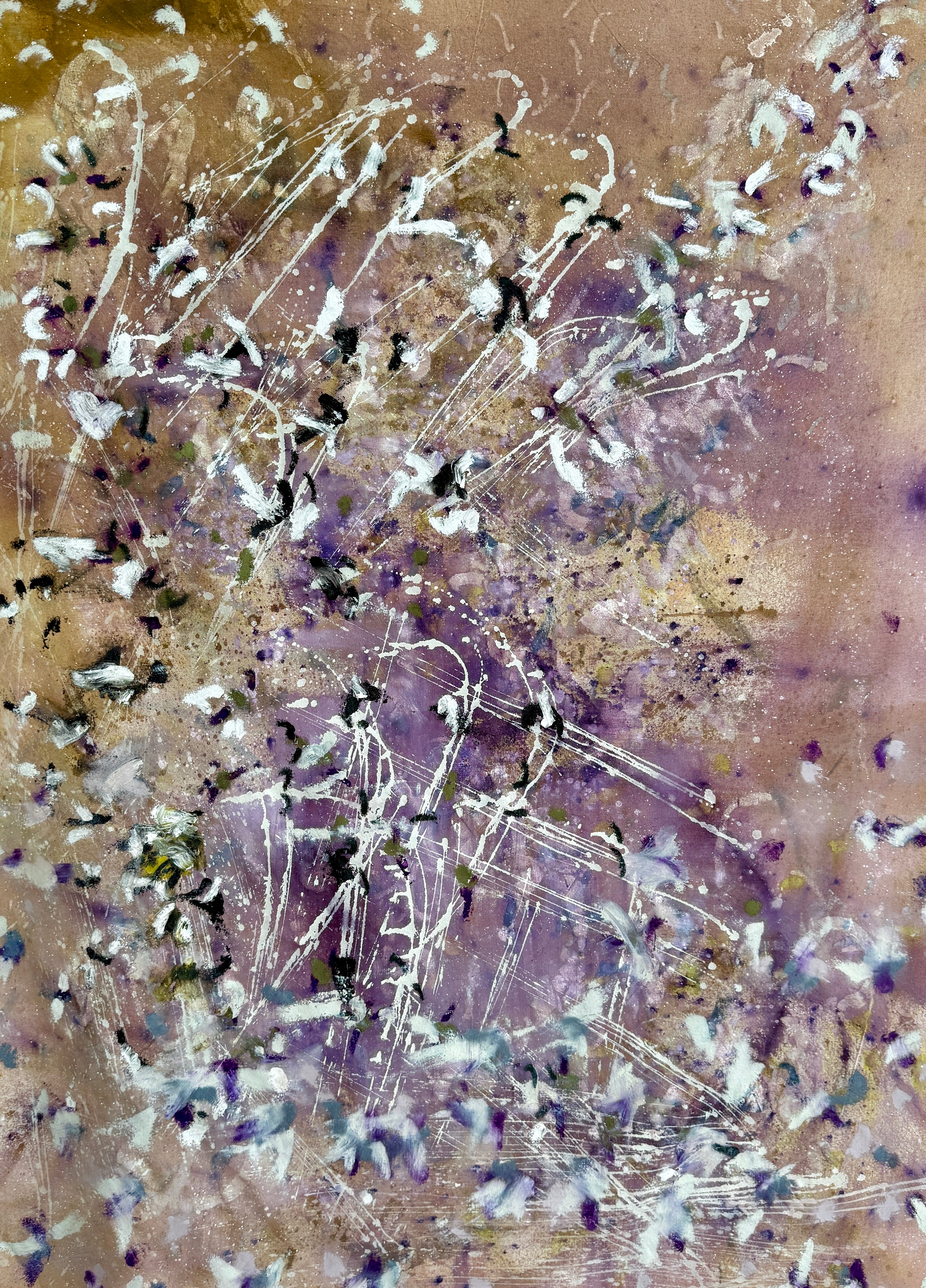 Purple Lavender Smoke and Coffee  Canvas Abstract Oil Painting