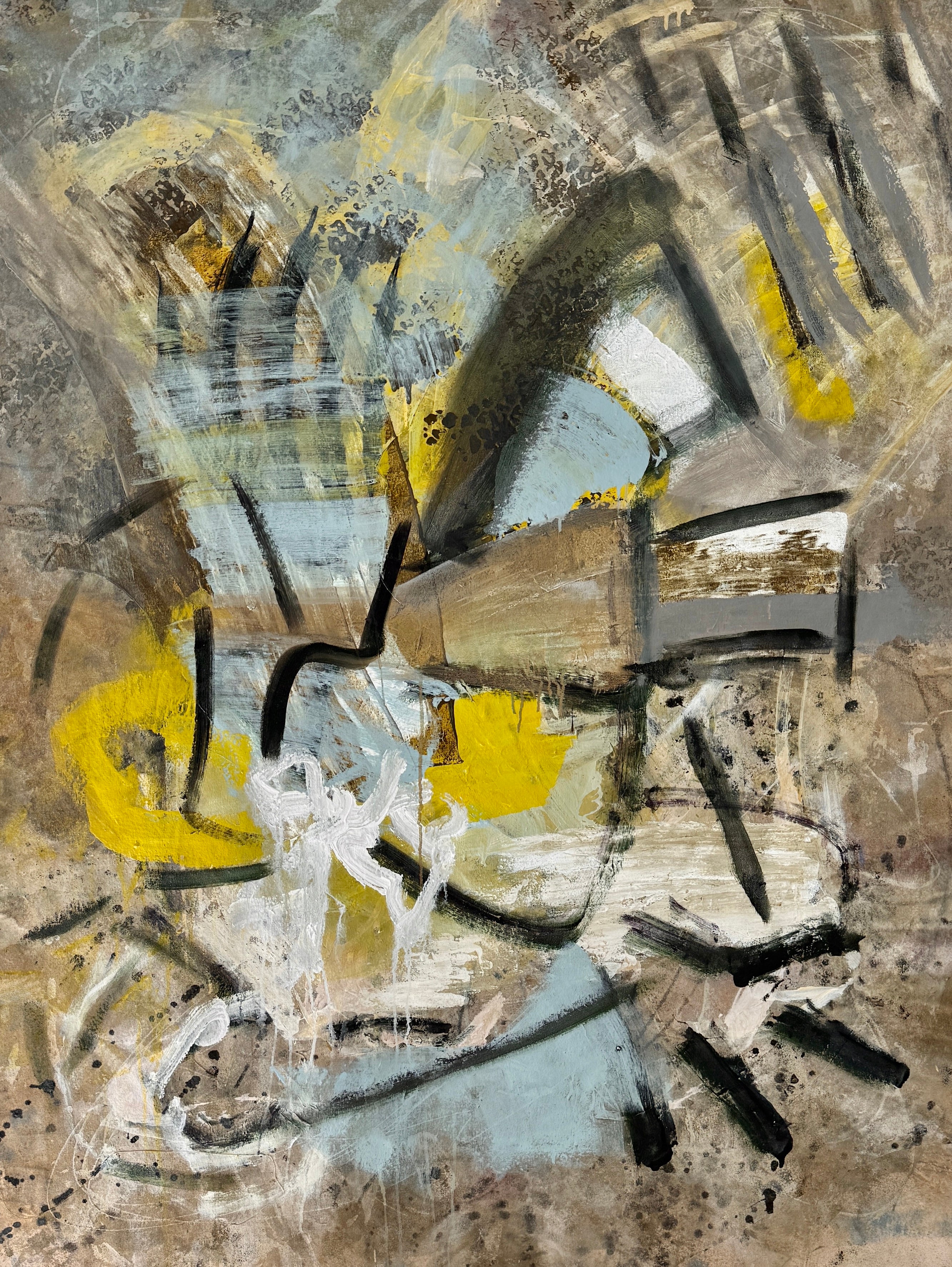Sky Blue Tan yellow White Painting 1