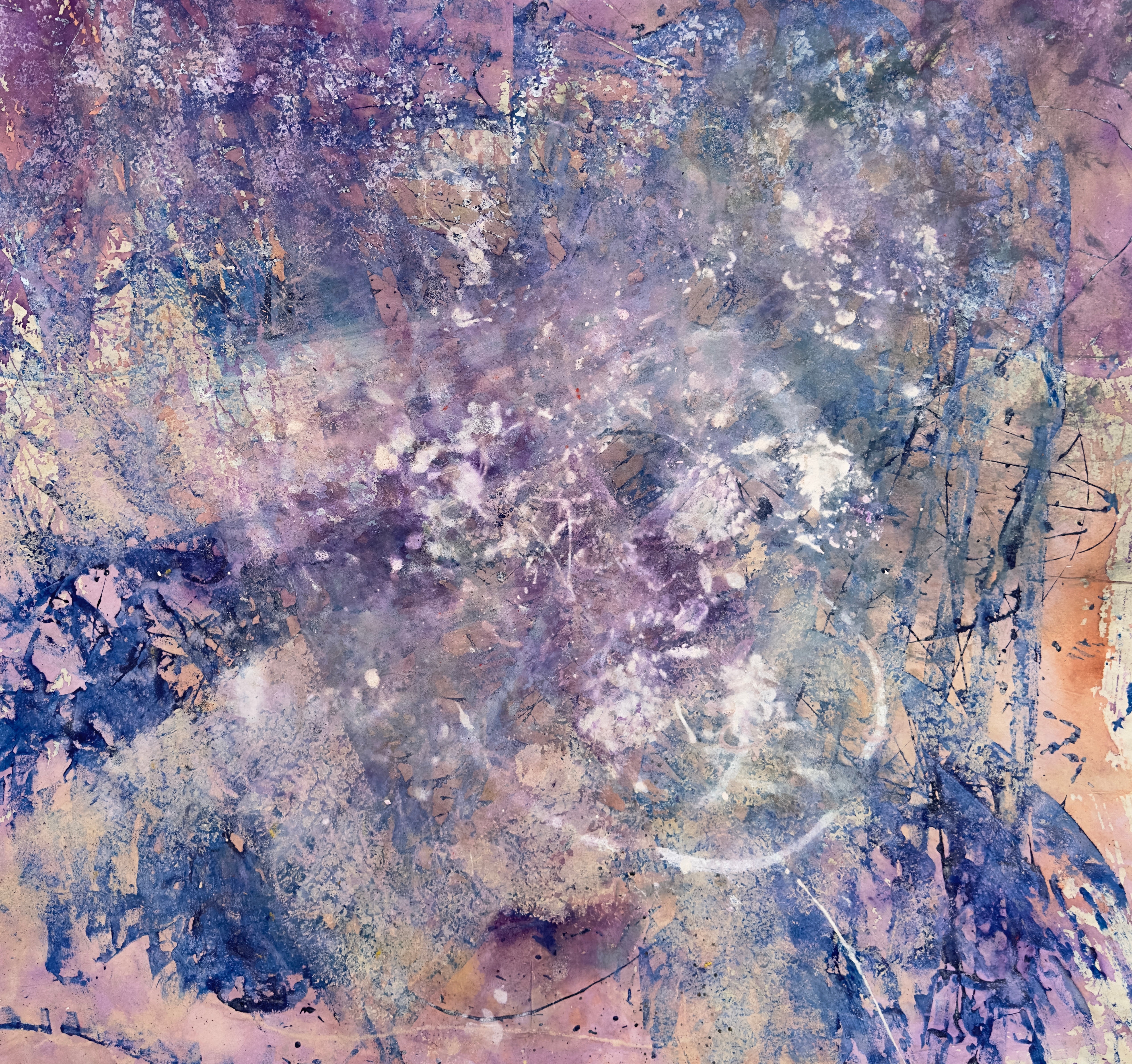 Purple Lilac Bright Blue  Canvas Abstract Oil Painting