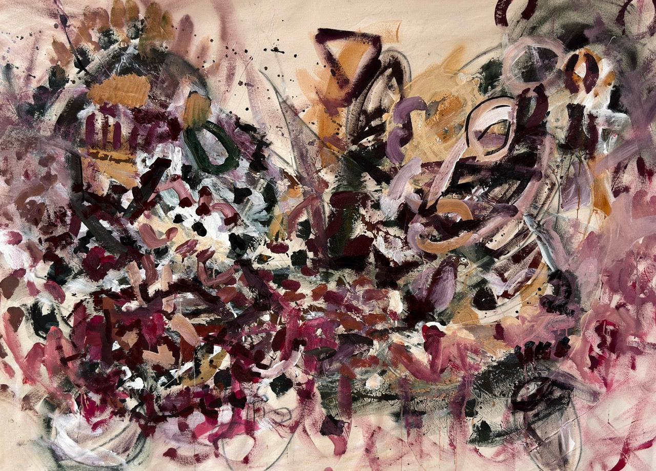 Aubergine Magenta Golden Abstraction