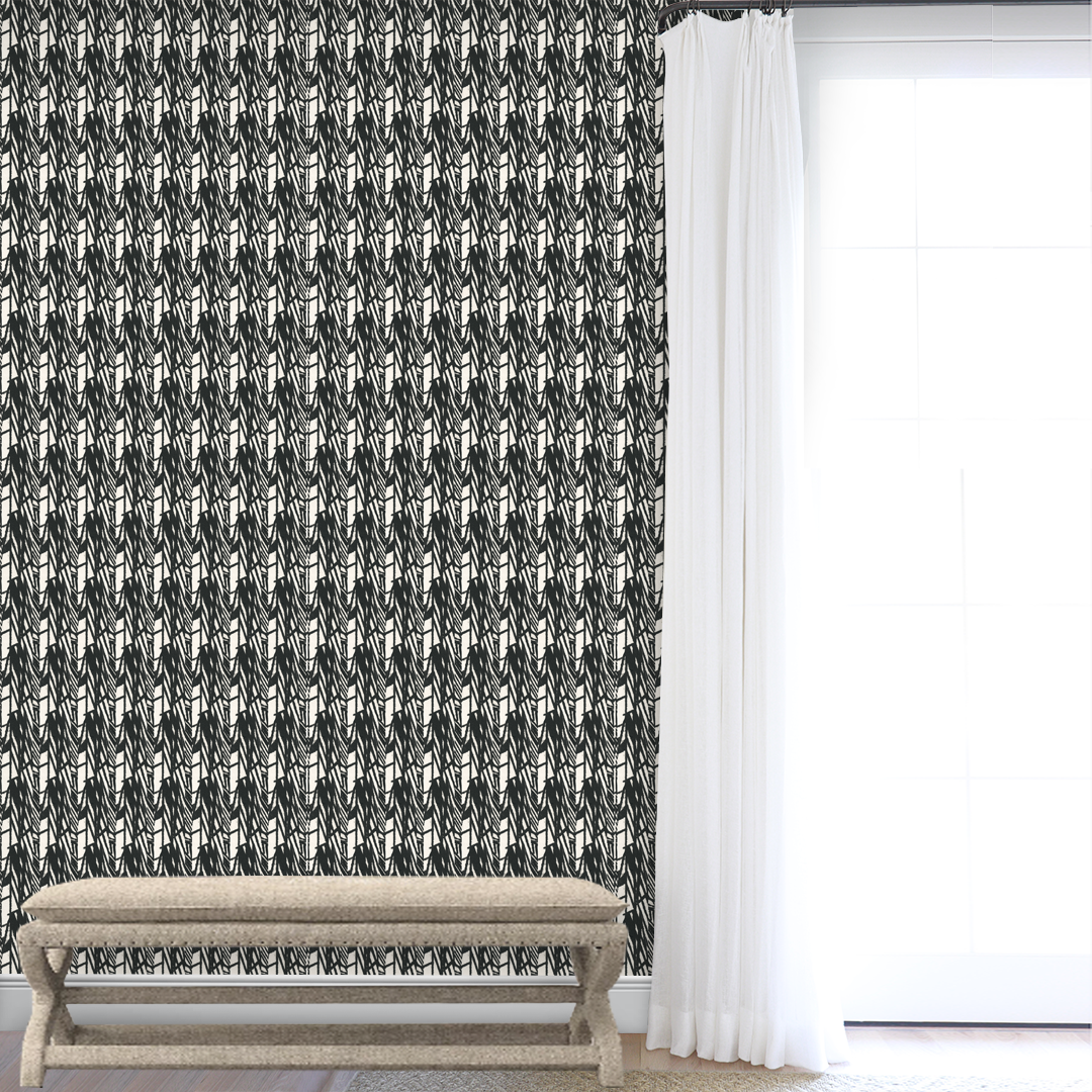 Black and White wallpaper pattern original wallpaper stripe wallpaper Angela Simeone artist nashville interiors interior design