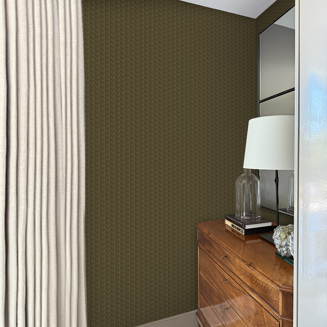 Refined Olive Brown Tonal Small Scale Wallpaper