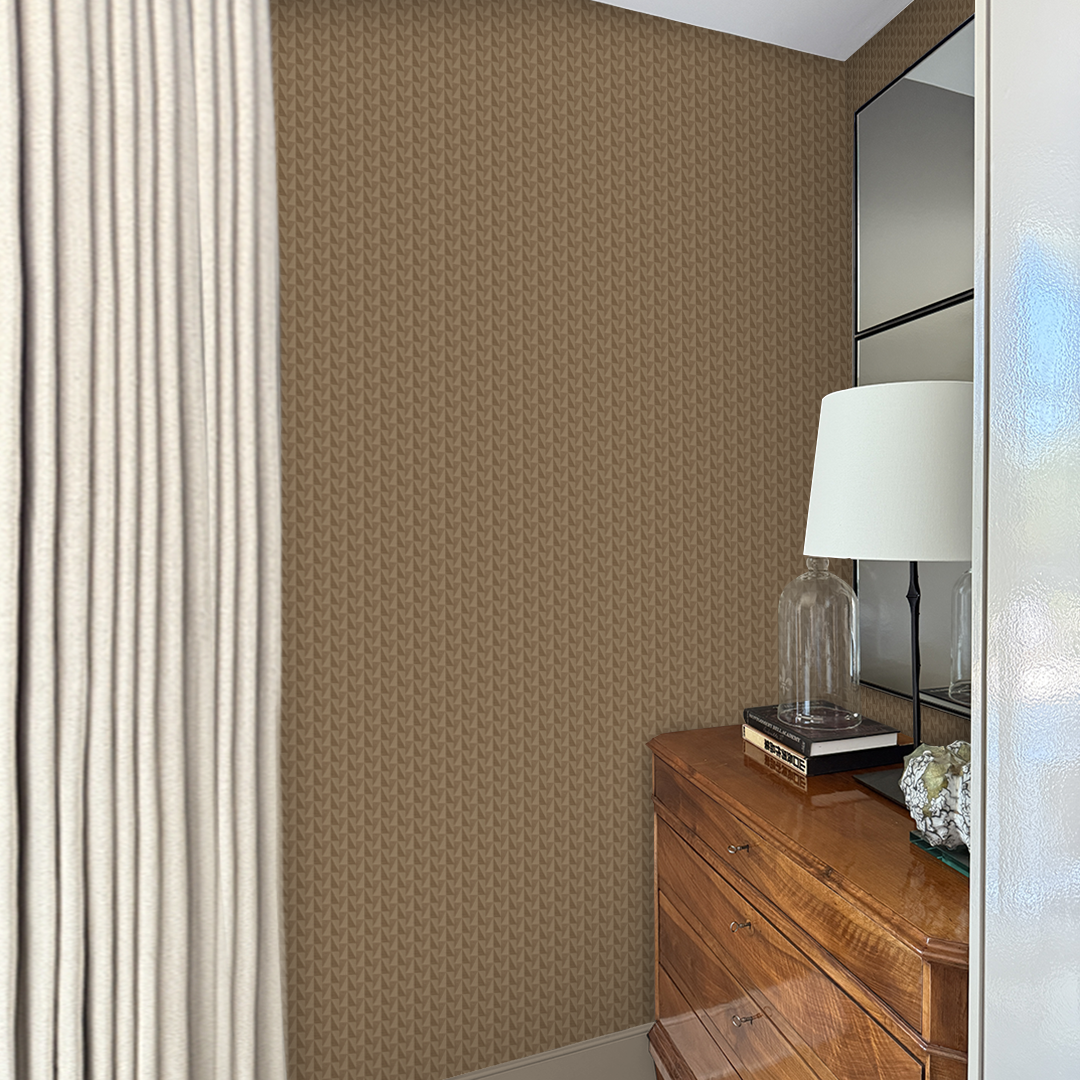 Refined Brown Golden Tonal Small Scale Wallpaper