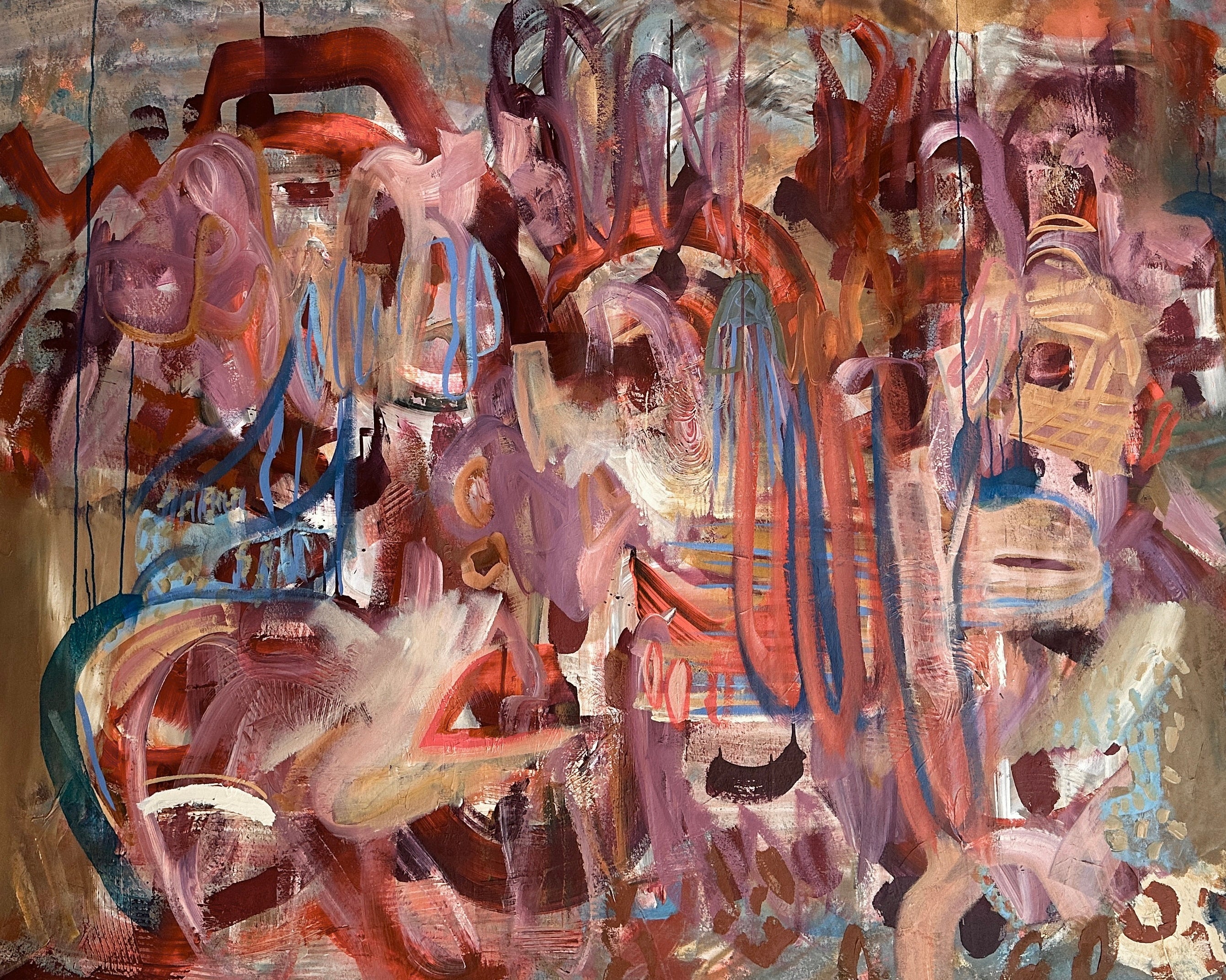Purple Landscape Aubergine Mauve Orange Painting