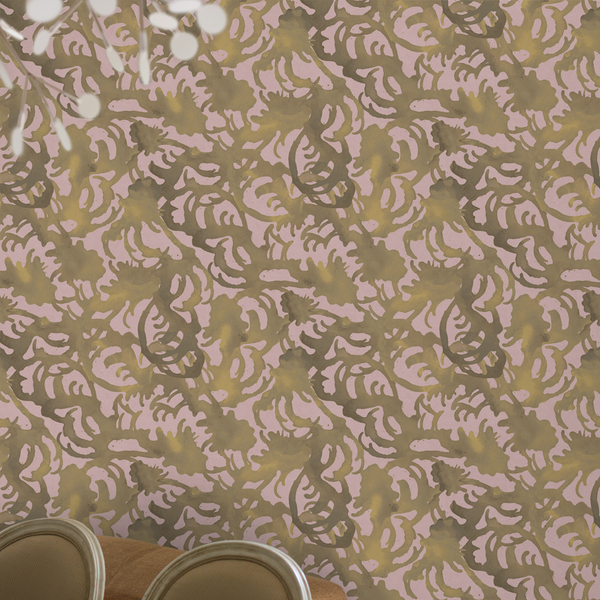 Flourish Artichoke and Lilac wallpaper pattern by Nashville artist Angela Simeone purple wallpaper green wallpaper floral wallpaper luxury wallpaper patterned wallpaper 