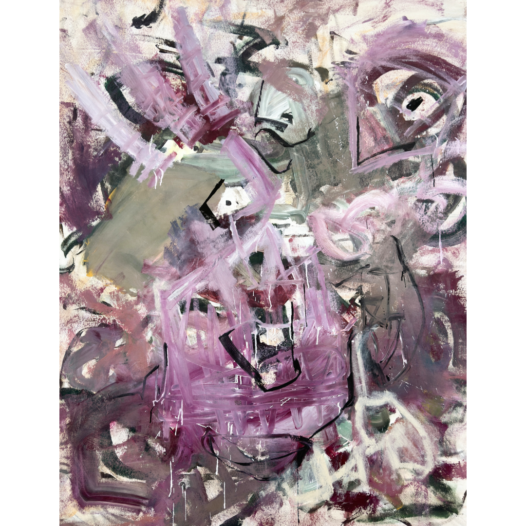 Moss Grey Aubergine Lilac Abstract Painting Canvas