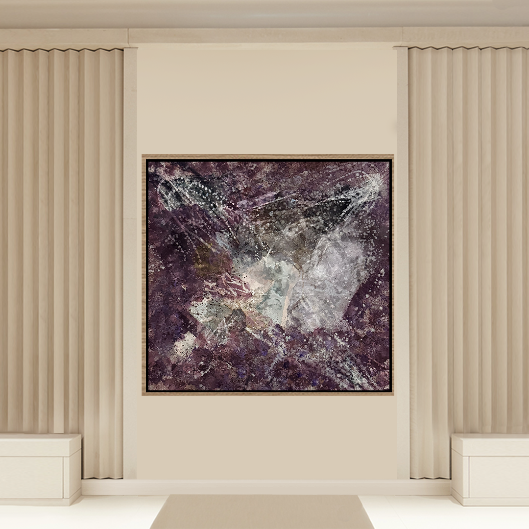Purple Aubergine White Light Grey Stain Painting