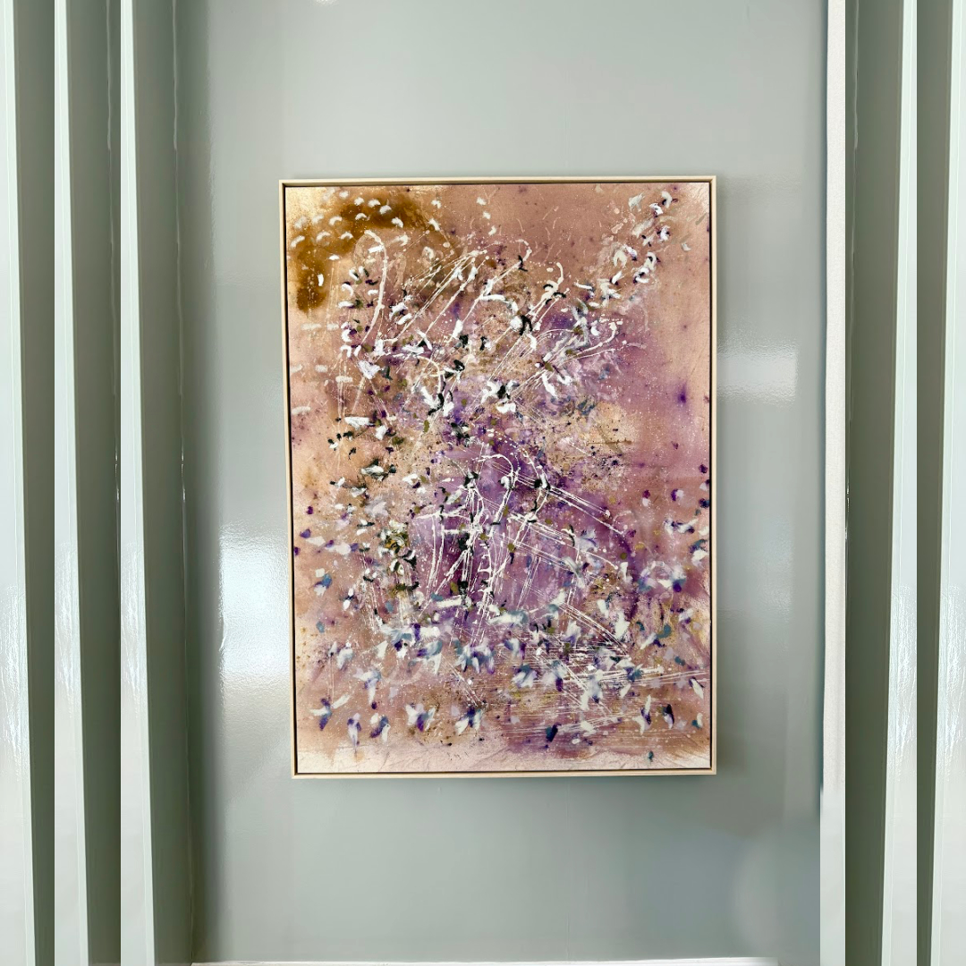 Purple Lavender Smoke and Coffee Canvas Abstract Oil Painting