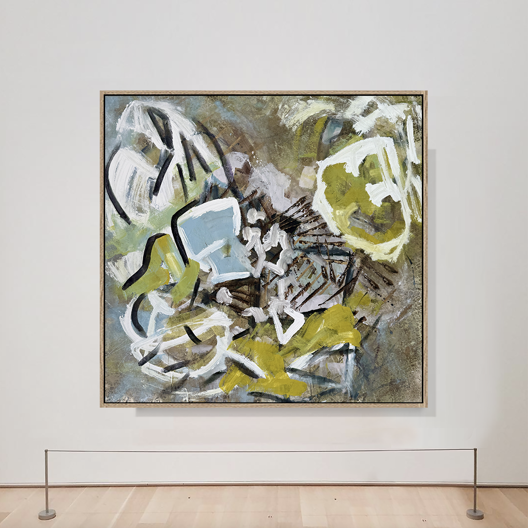 Sky Blue Tan Yellow Brown White Painting 2