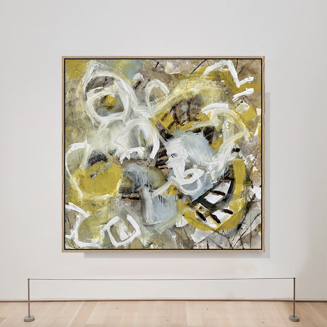 Sky Blue Tan Yellow Brown White Painting 3