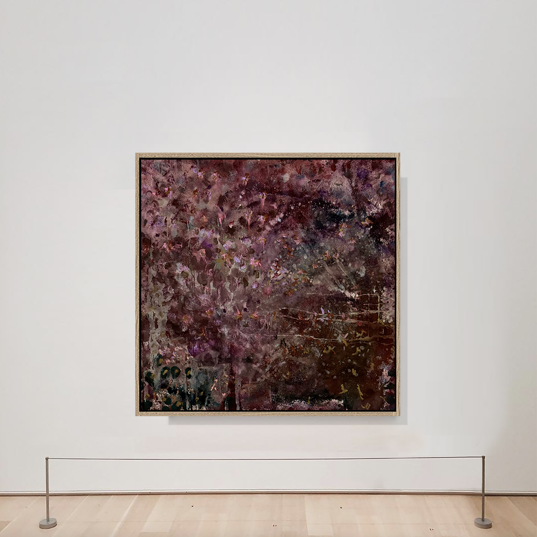 Aubergine Burgundy Magenta Rust Green Blue Golden Stain Painting