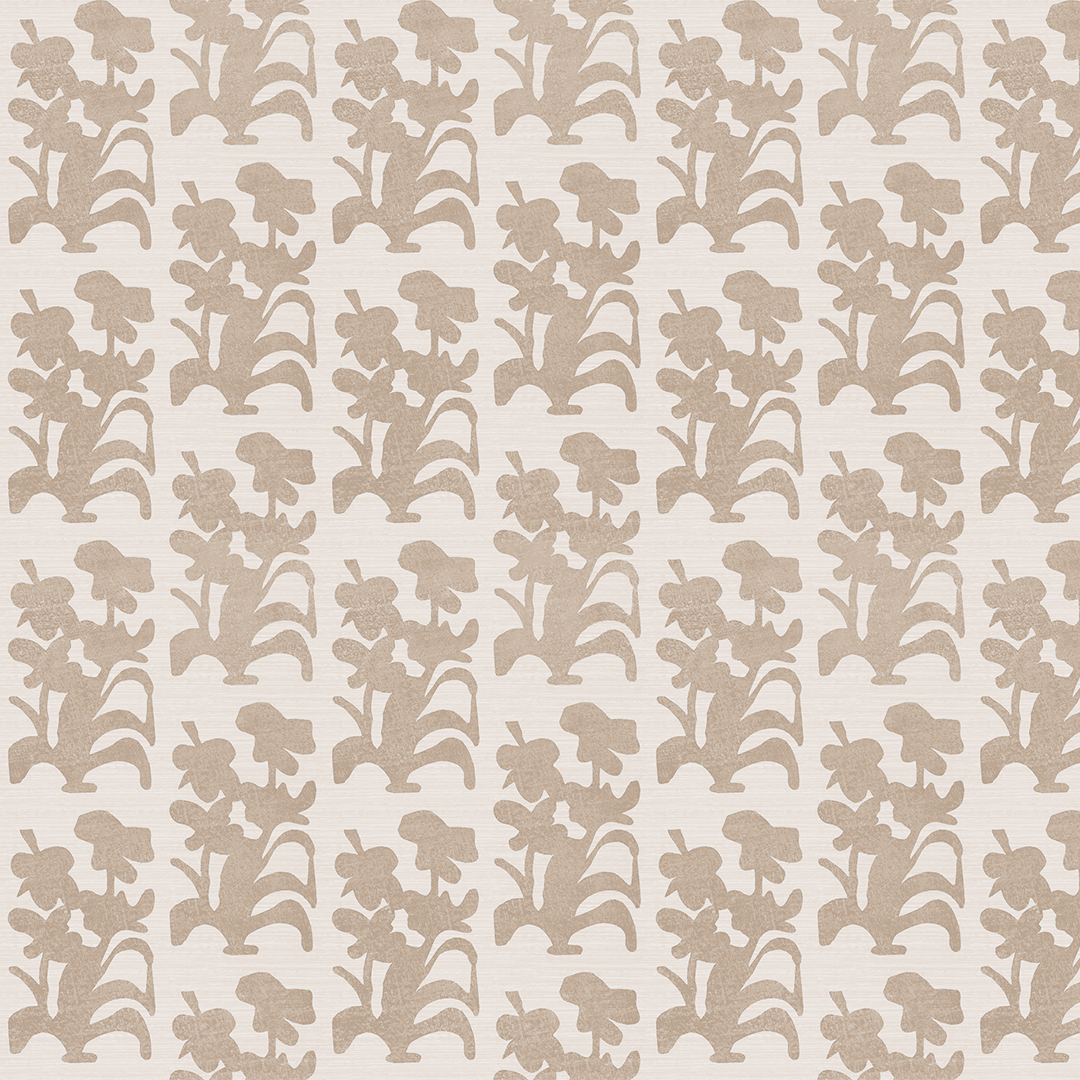 Suzani Floral Wheat and White Wallpaper