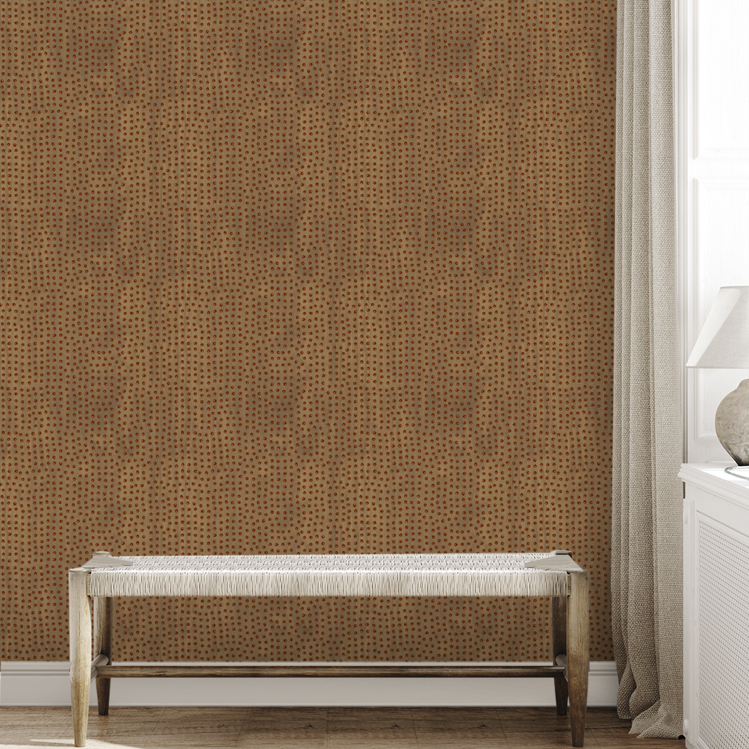 Lavish Tan Caramel Burnt Sienna Pink Dot Wallpaper