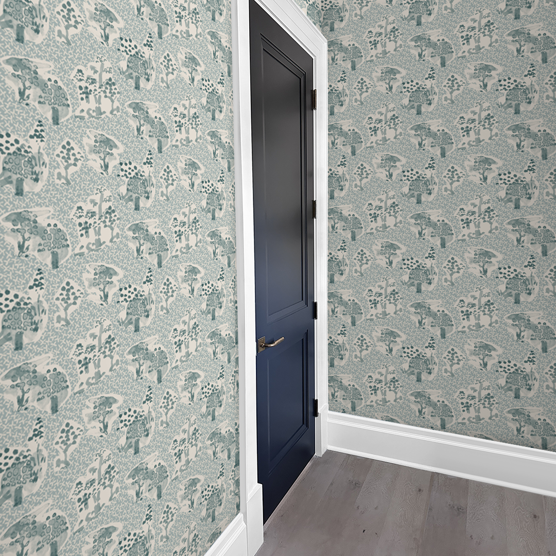 Toile Light Blue Wallpaper