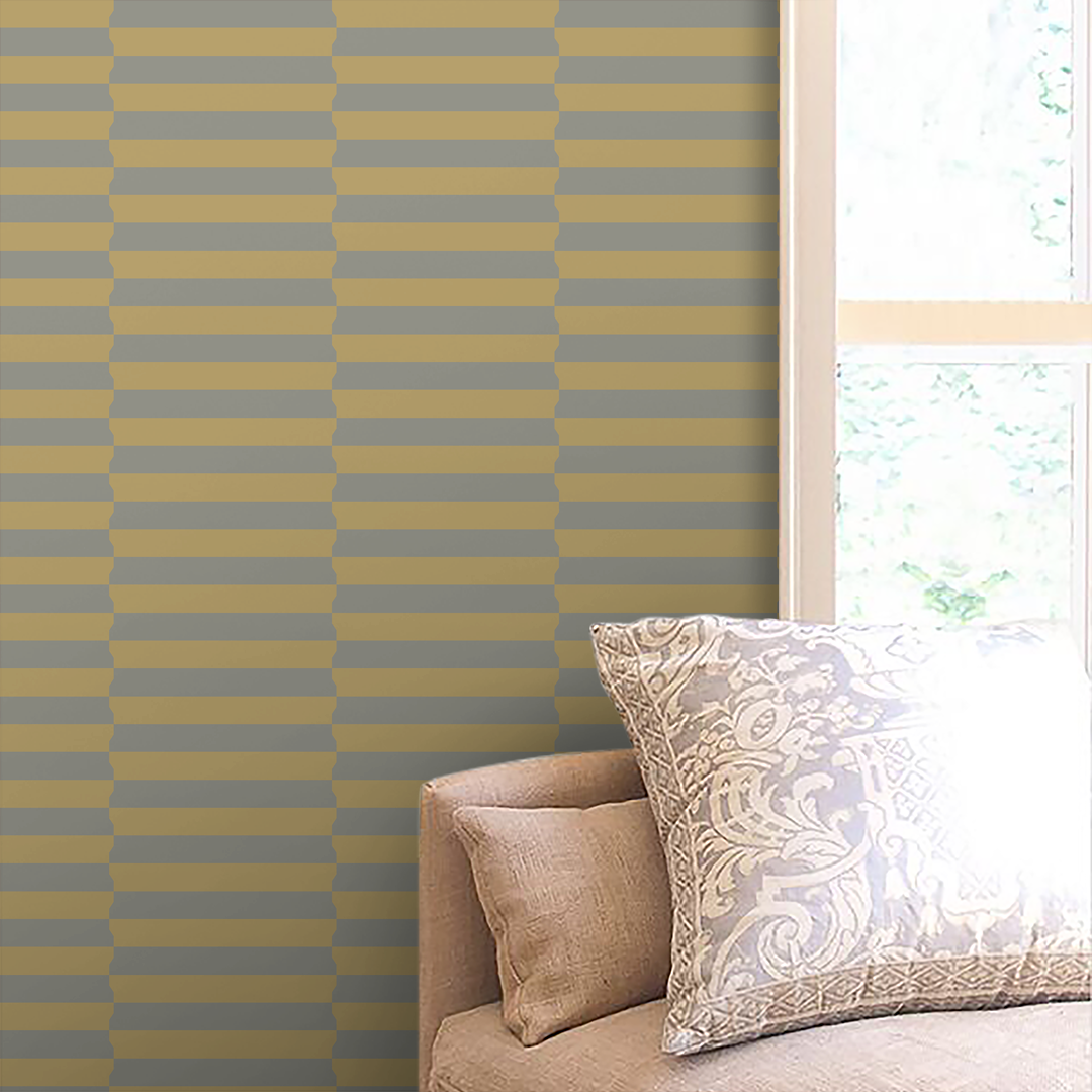 Chic Stripe Gold Grey Wallpaper