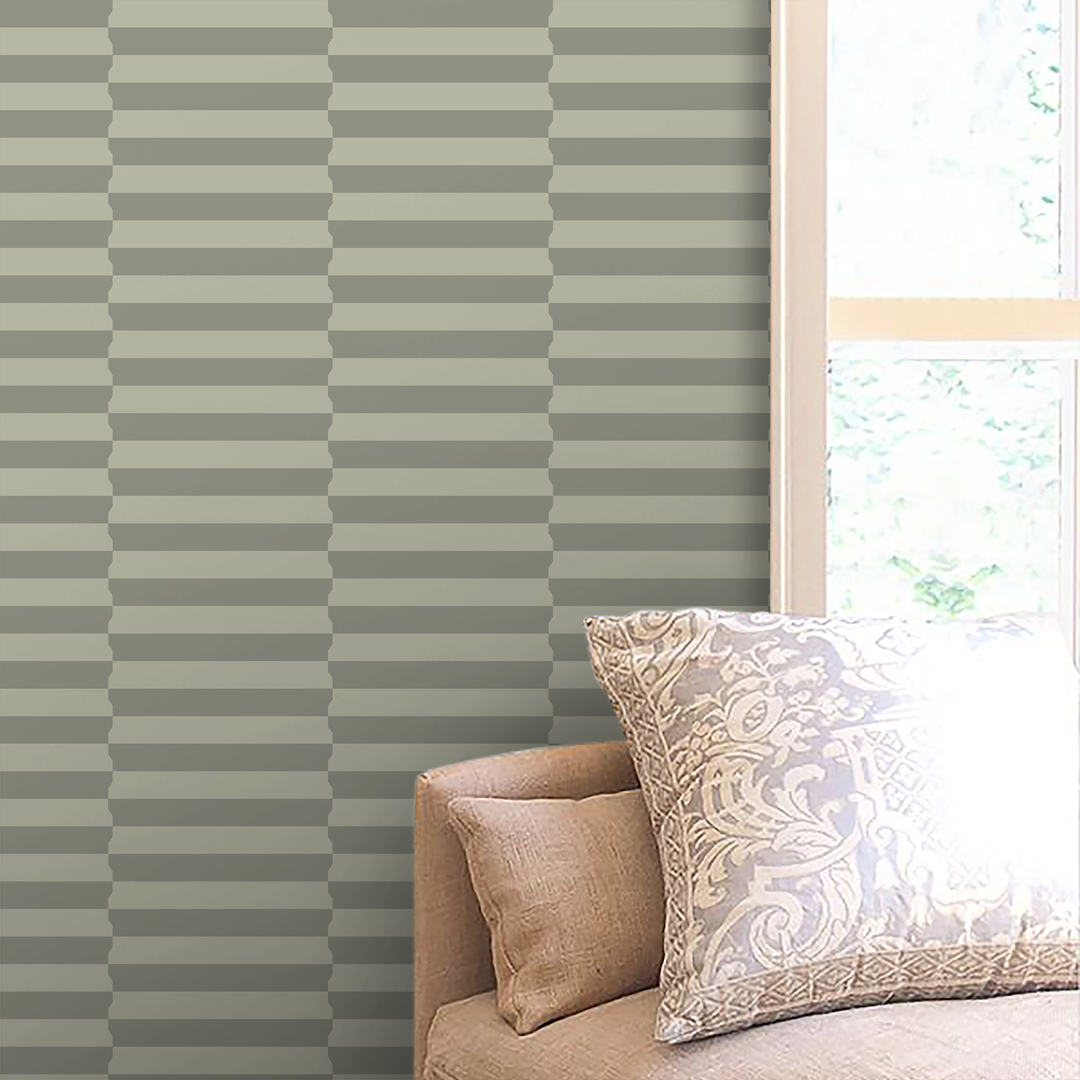 Chic Stripe Winter Grey Sage Wallpaper