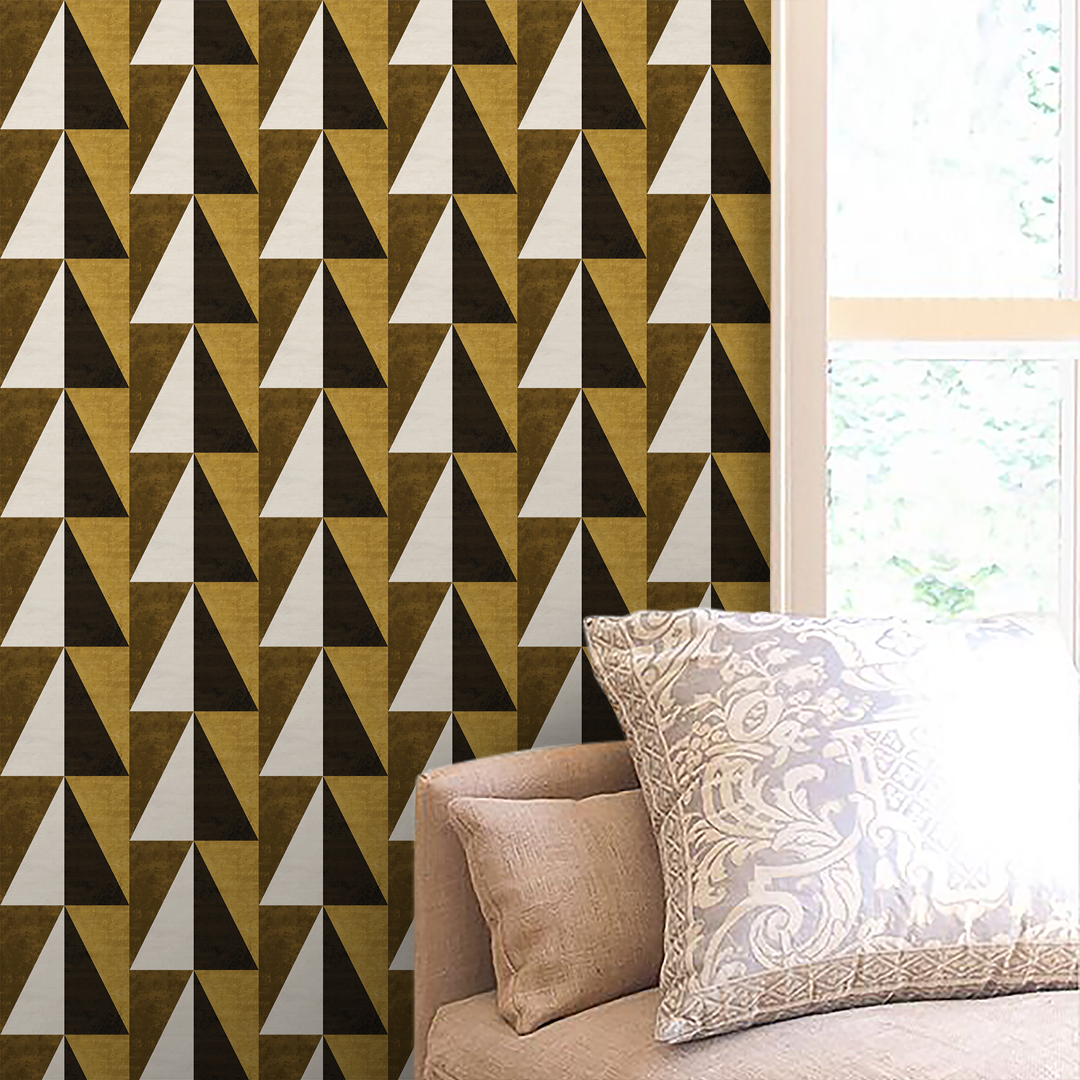 Refined Espresso geometric wallpaper nashville artist Angela Simeone abstract art interiors interior design 