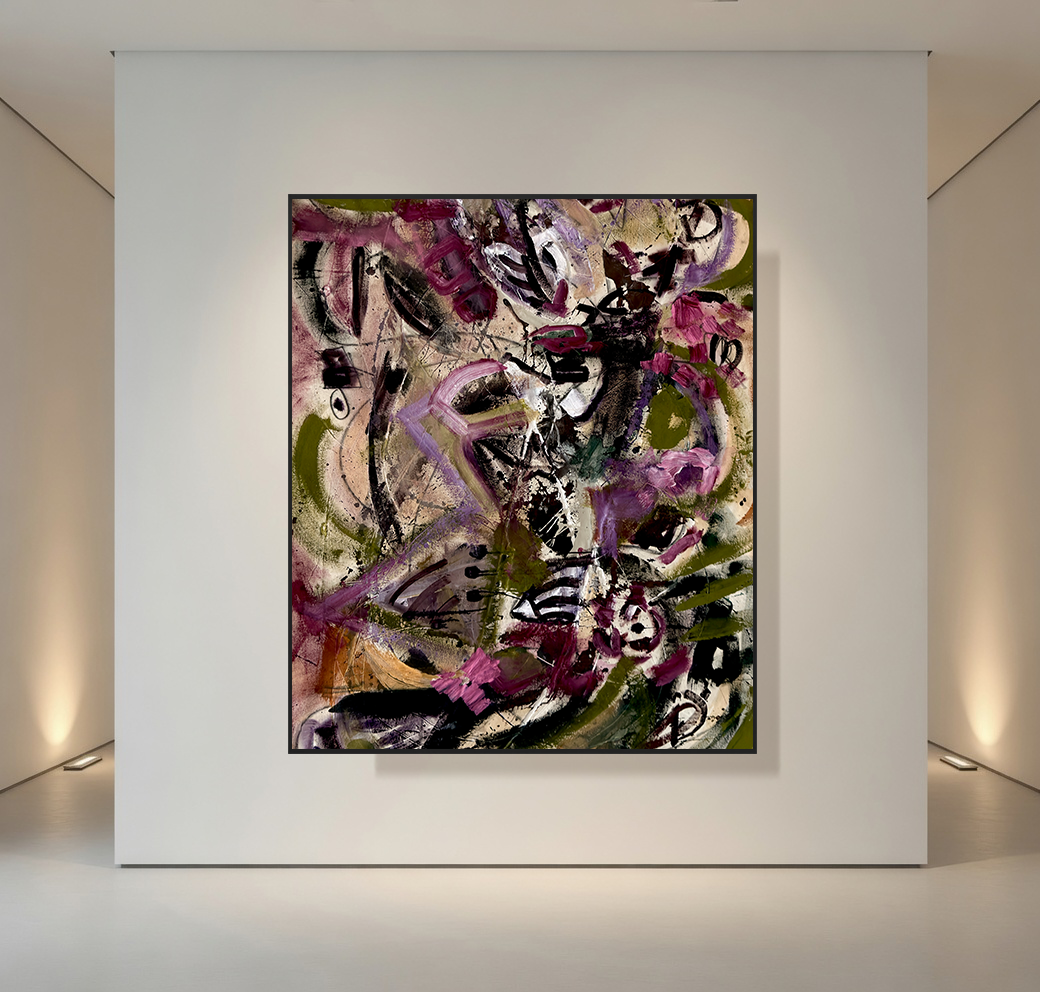 Forest Green Aubergine Canvas Abstract Painting