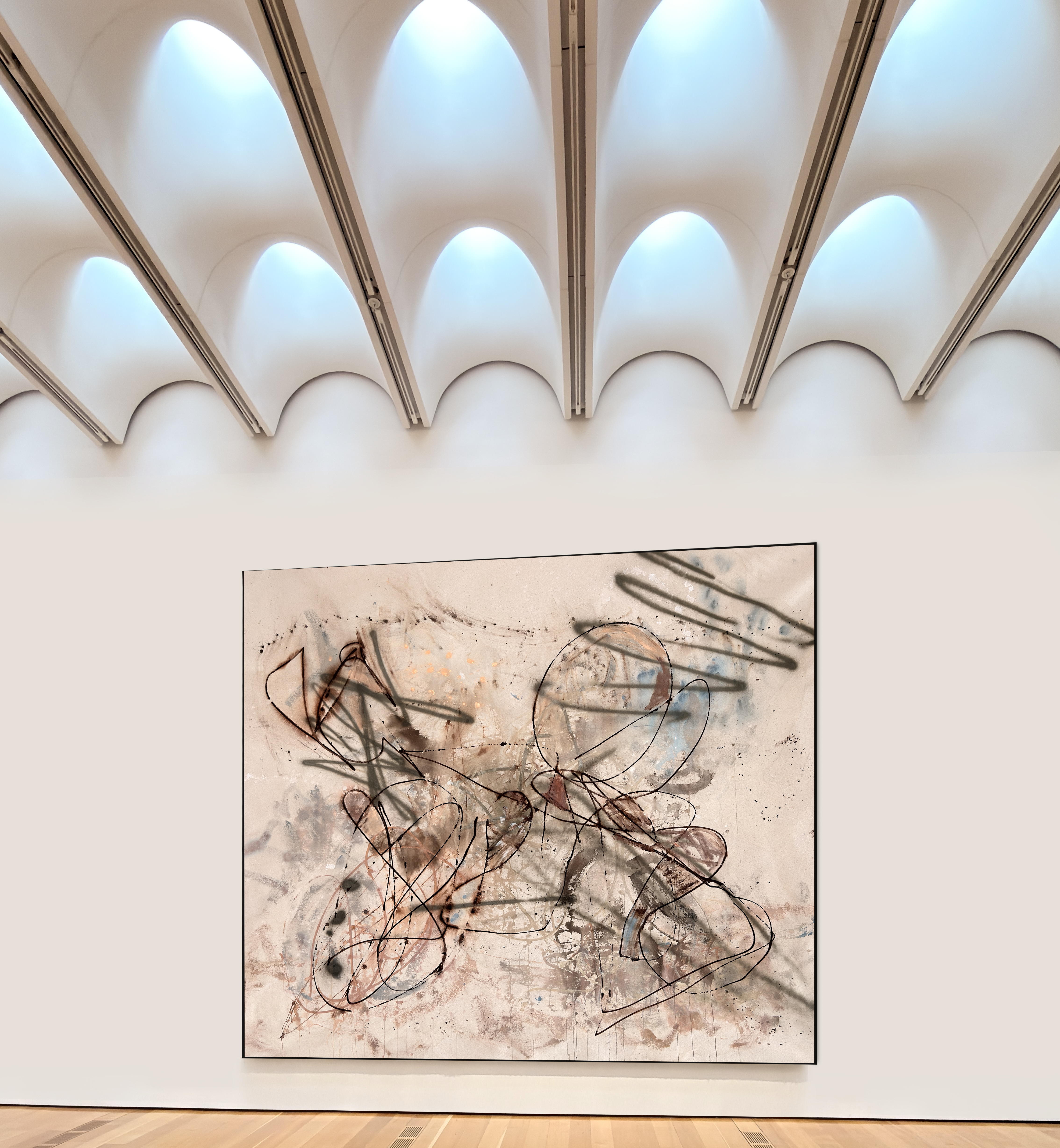Brown Tan Warm Grey Organic Abstract Painting
