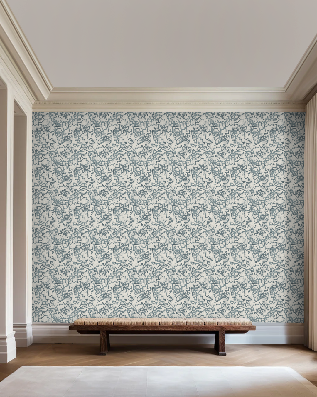 Classic G Storm Blue and Ivory Wallpaper