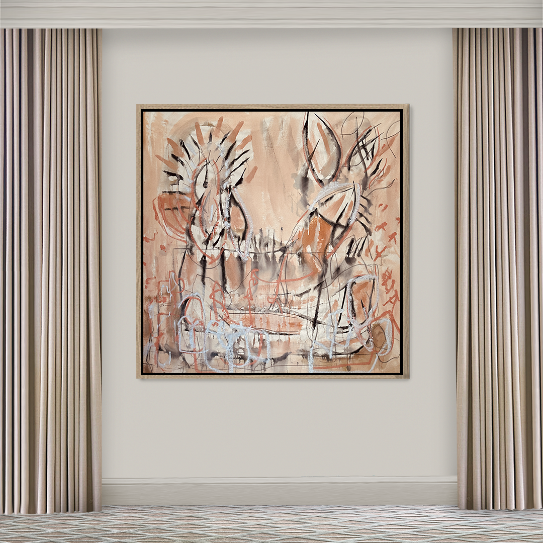 Angela Simeone abstract painter artist neutral canvas painting peach painting copy painting natural painting charcoal painting copper rust persimmon color painting organic painting abstract art