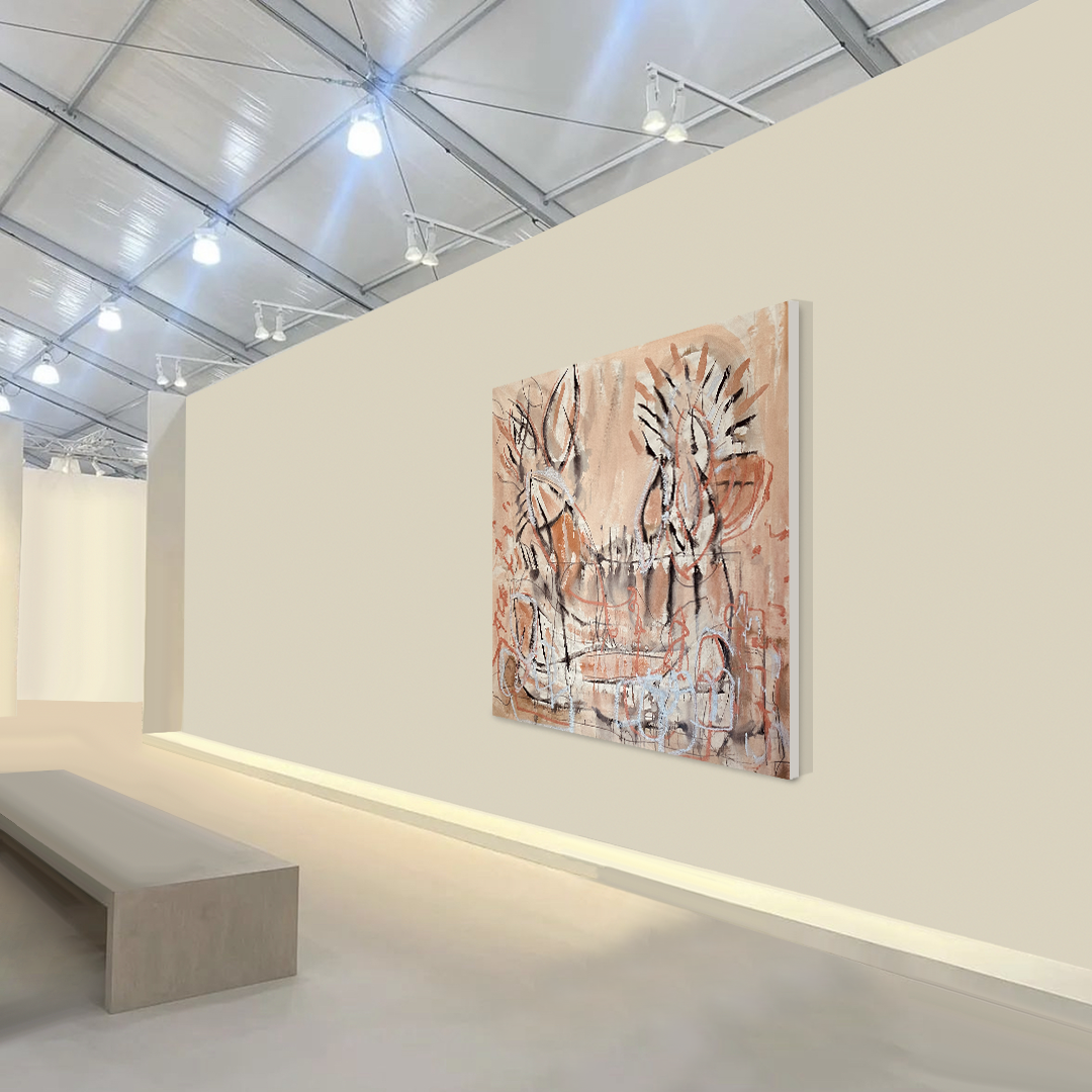 Angela Simeone abstract painter artist neutral canvas painting peach painting copy painting natural painting charcoal painting copper rust persimmon color painting organic painting abstract art  Edit alt text