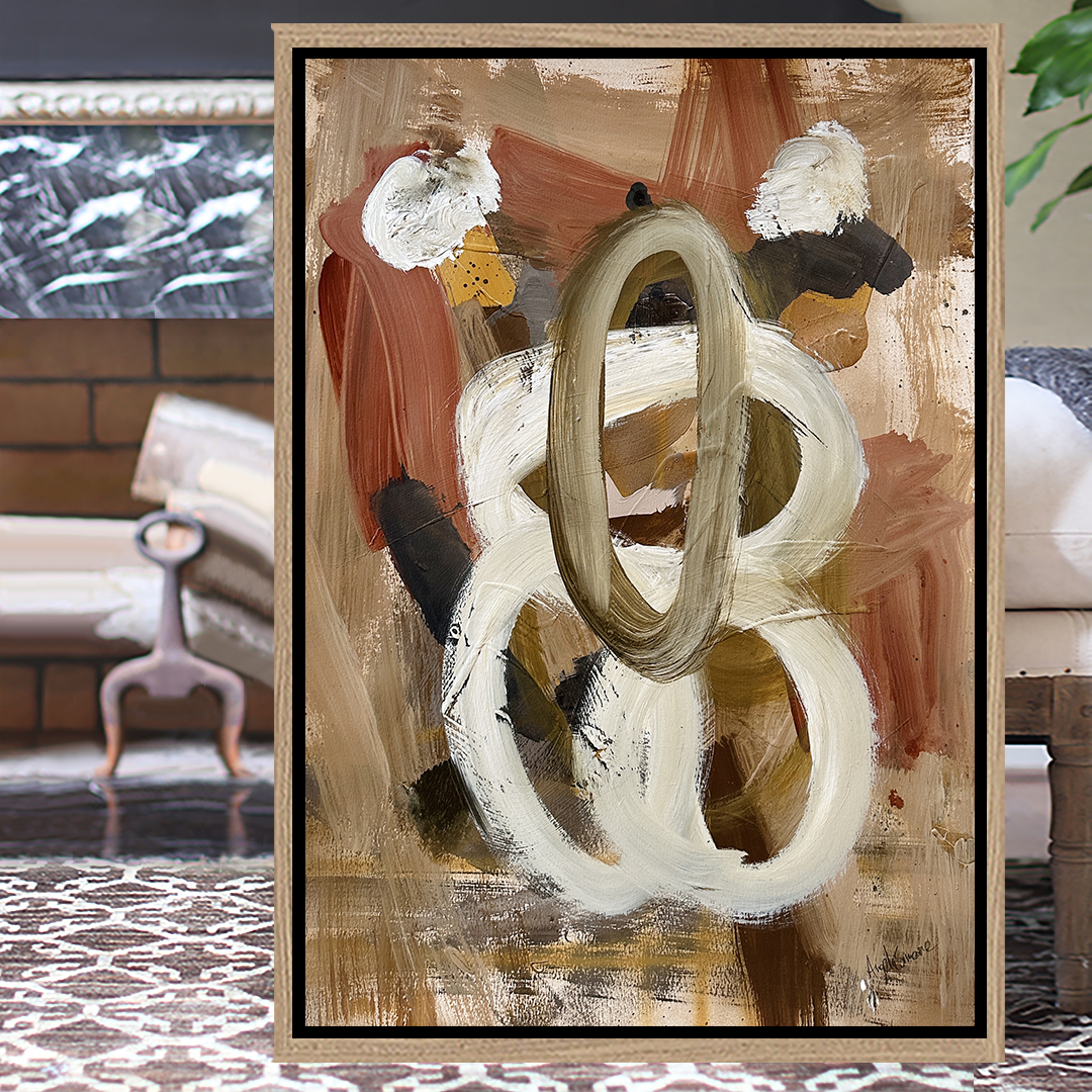 Angela Simeone abstract painting on watercolor paper brown olive green army green black gold abstract painting original art frame nashville artist nashville painter nashville art