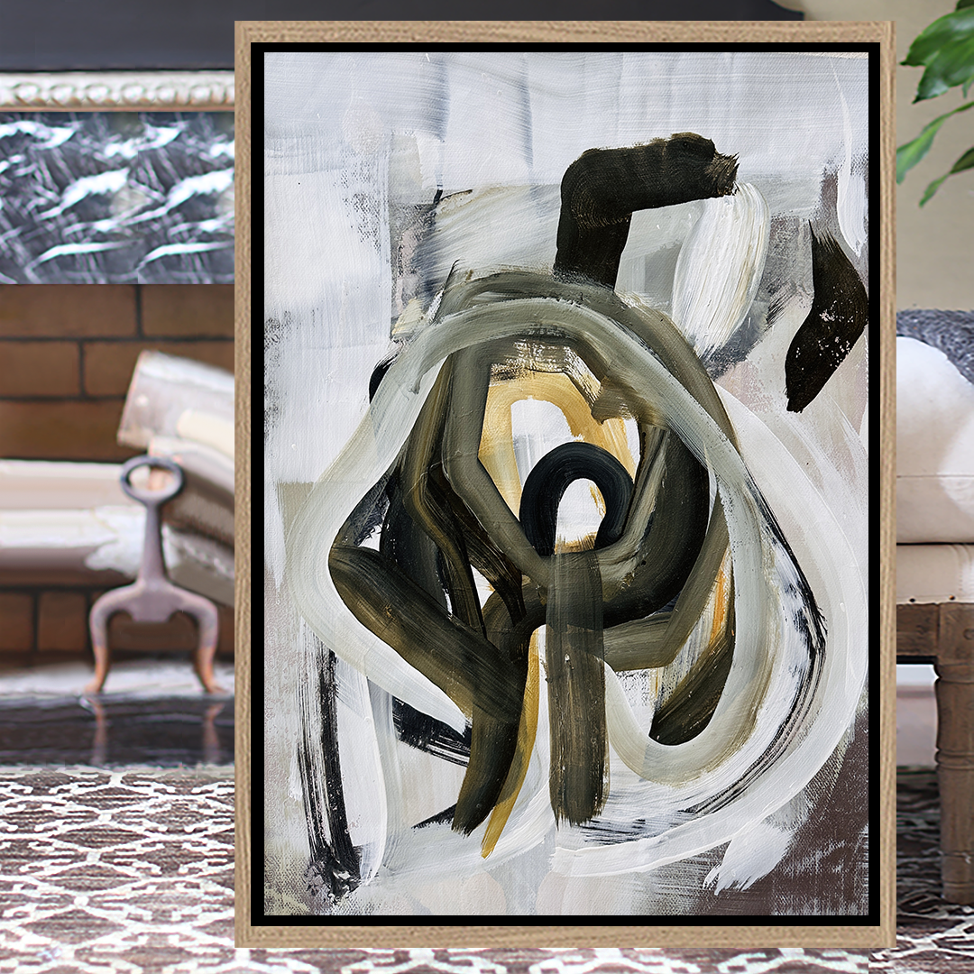 Angela Simeone abstract painting on watercolor paper brown olive green army green black gold abstract painting original art frame nashville artist nashville painter nashville art