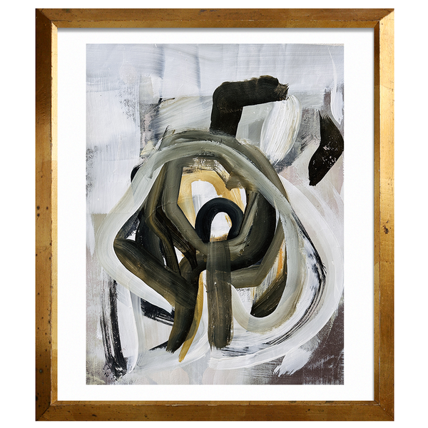 Angela Simeone abstract painting on watercolor paper brown olive green army green black gold abstract painting original art frame nashville artist nashville painter nashville art