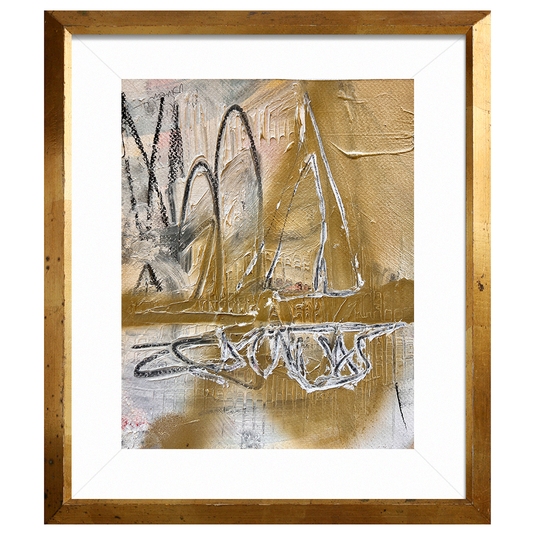Antique Gold and Charcoal 3 Paper Painting