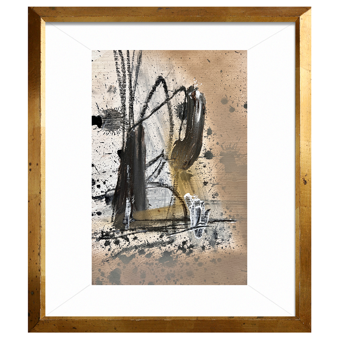 Antique Gold White Grey Camel Tan Paper Painting