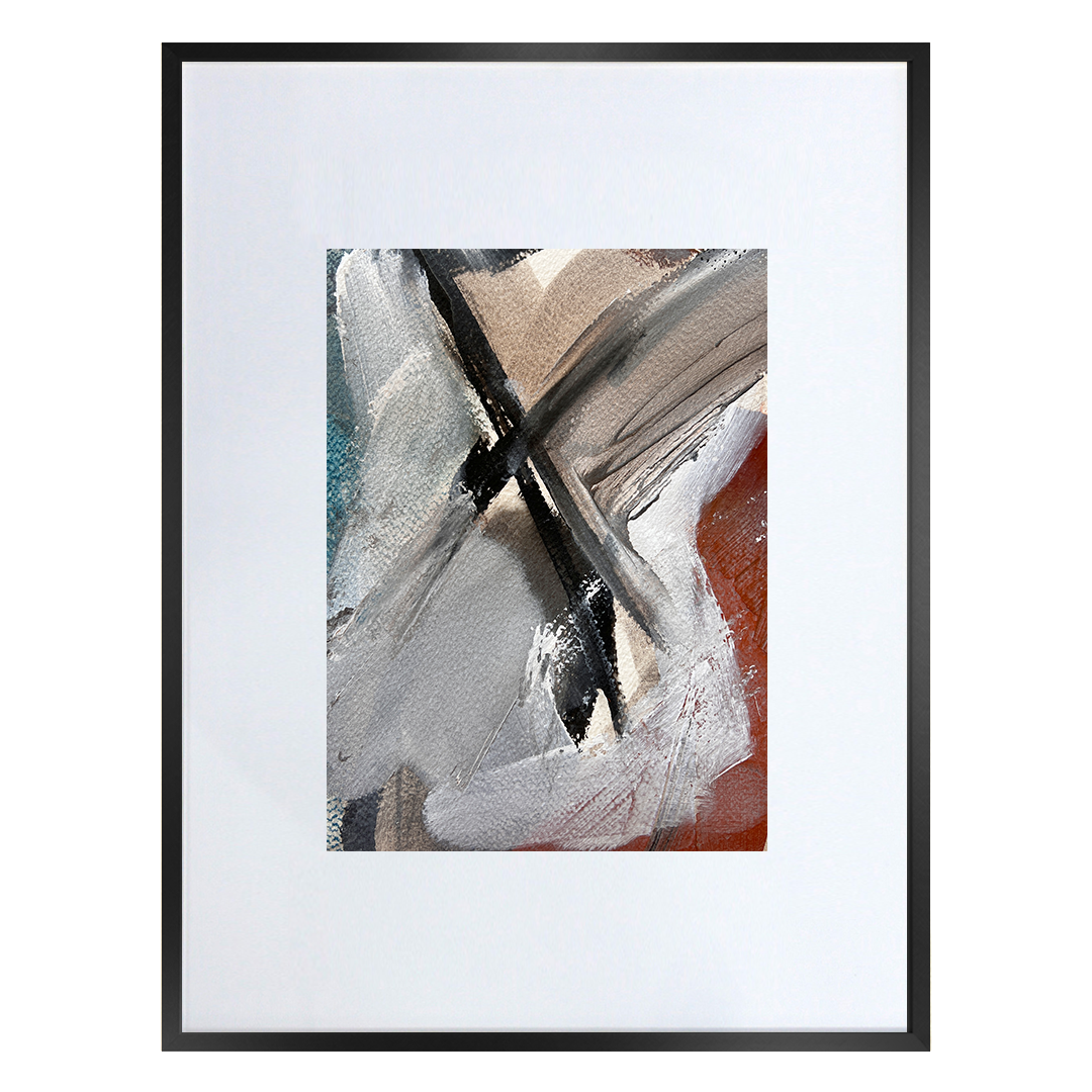 Warm Grey Rust Sea Blue Paper Painting