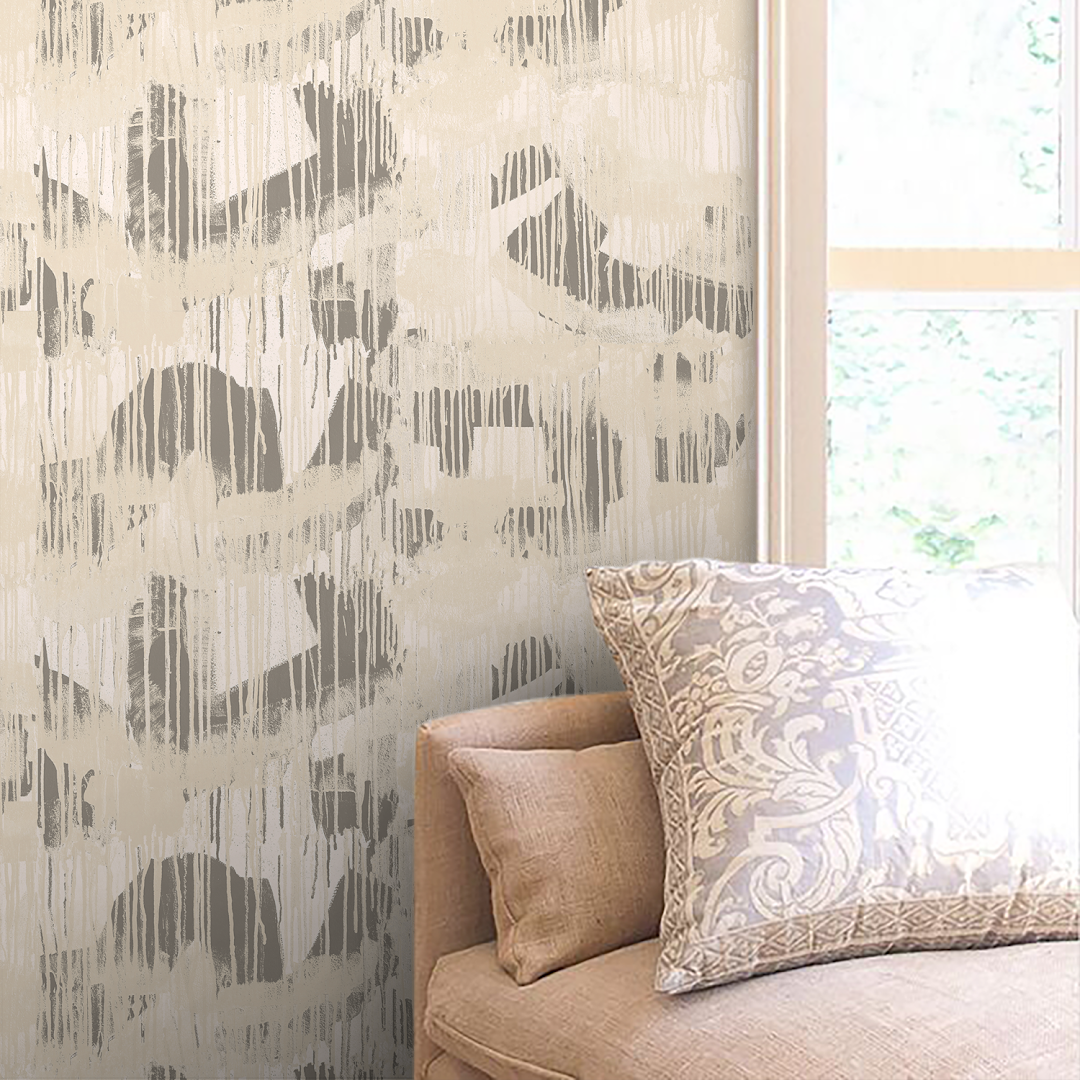 ivory wallpaper green wallpaper grey green wallpaper sage wallpaper Cloud Room Grey Wallpaper light grey wallpaper grey drip wallpaper grey pattern wallpaper by Nashville artist Angela Simeone