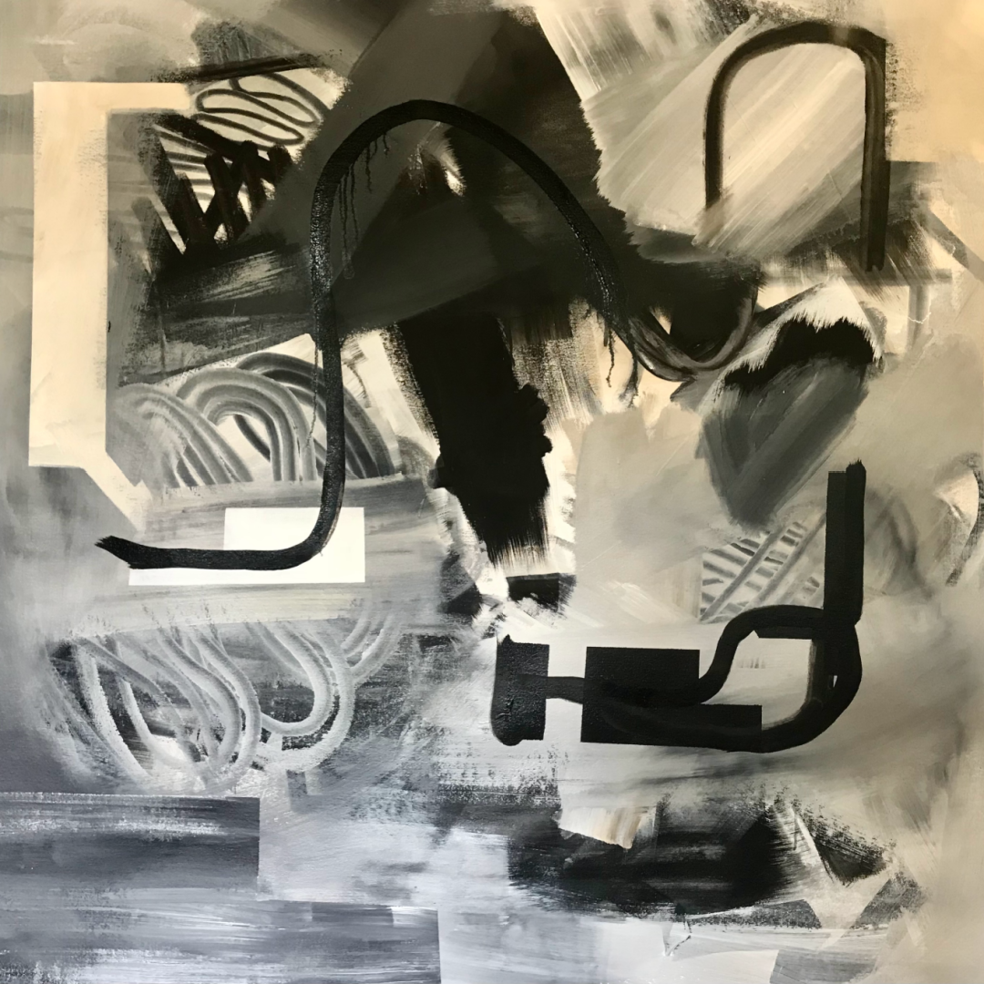 Black Grey Smoke Grey Canvas Painting