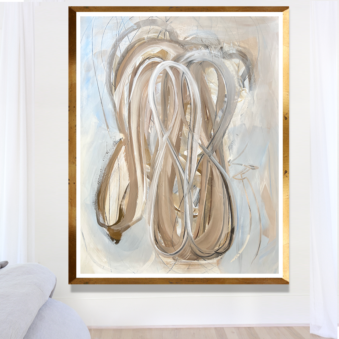 Lightest Baby Blue Tan Brown Watercolor Paper Painting